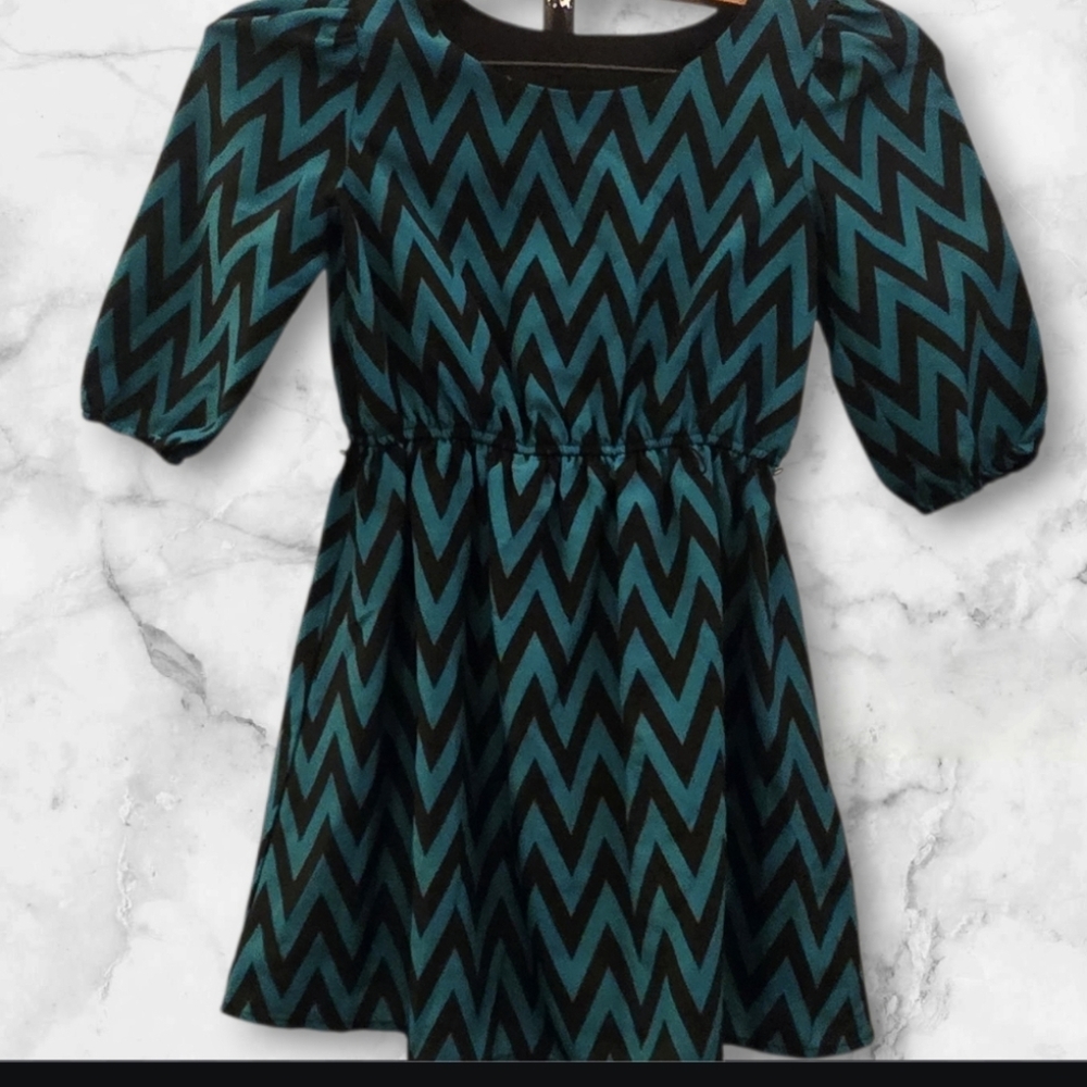 Target Kids Chevron Dress - Teal and Black